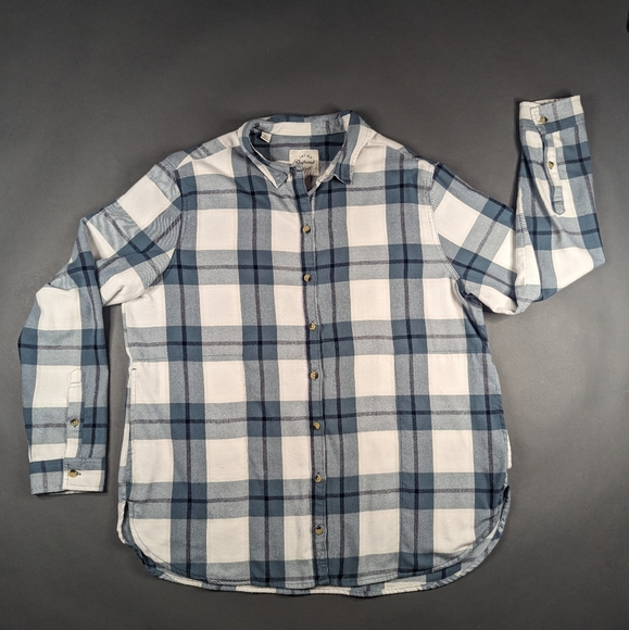 JACHS Girlfriend Tops - Jachs Girlfriend Soft Flannel Button Up Striped (XL)